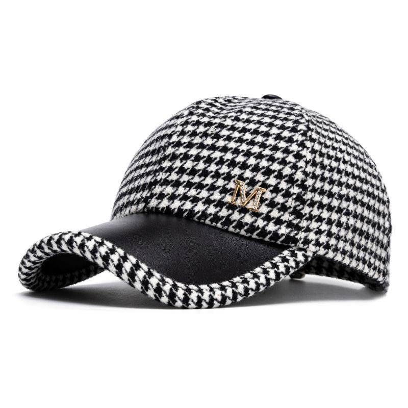 Gorra de béisbol con diseño de pata de gallo para otoño e invierno para hombre y mujer, gorra cálida, sombrero para el sol