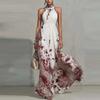Leopard Print Neck Dress Women's Summer Temperament Waist Thin Dress
