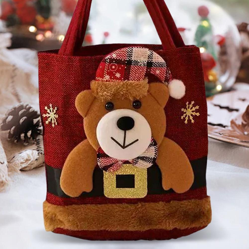 Weihnachtsgeschenktüte Leinenstoff Süßigkeiten Handtasche Heiligabend Apfel Aufbewahrungstasche Weihnachtstasche für Feiertagsgeschenke Partygeschenke