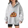 2025 real pumpkin autumn and winter Halloween velvet hooded sweater female American trendy cartoon printing thickened