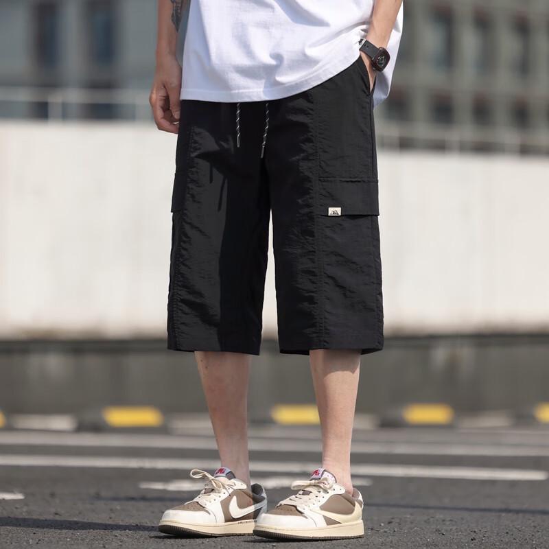 Men's Loose Fit 7/8 Length Cargo Beach Shorts