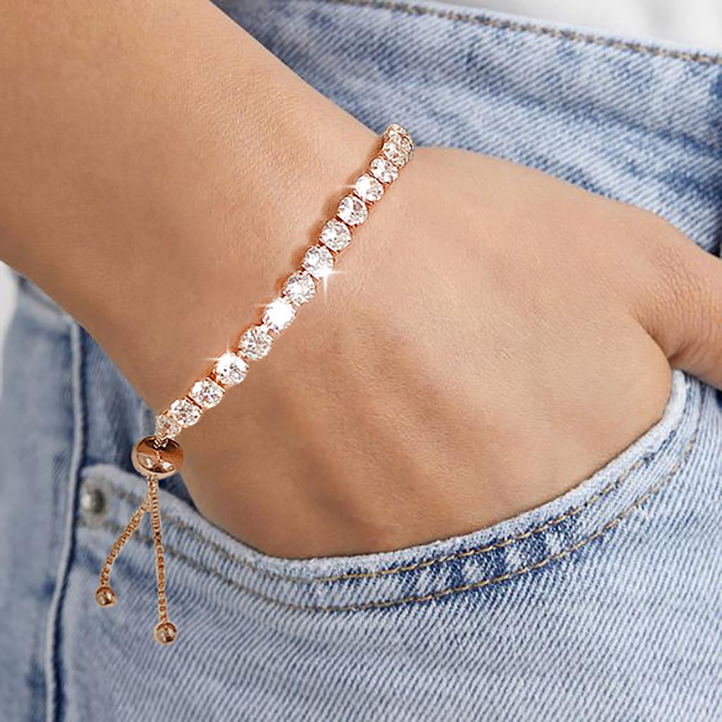 Adjustable 4MM Round Rainbow Zircon Tennis Bracelets for Women Men Fashion Silver Color Crystal Chain on Hand Trend Jewelry H133
