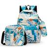 School bag fashionable men's three-piece backpack, primary and secondary school student school bag fashionable large-capacity anti-splashing backpack