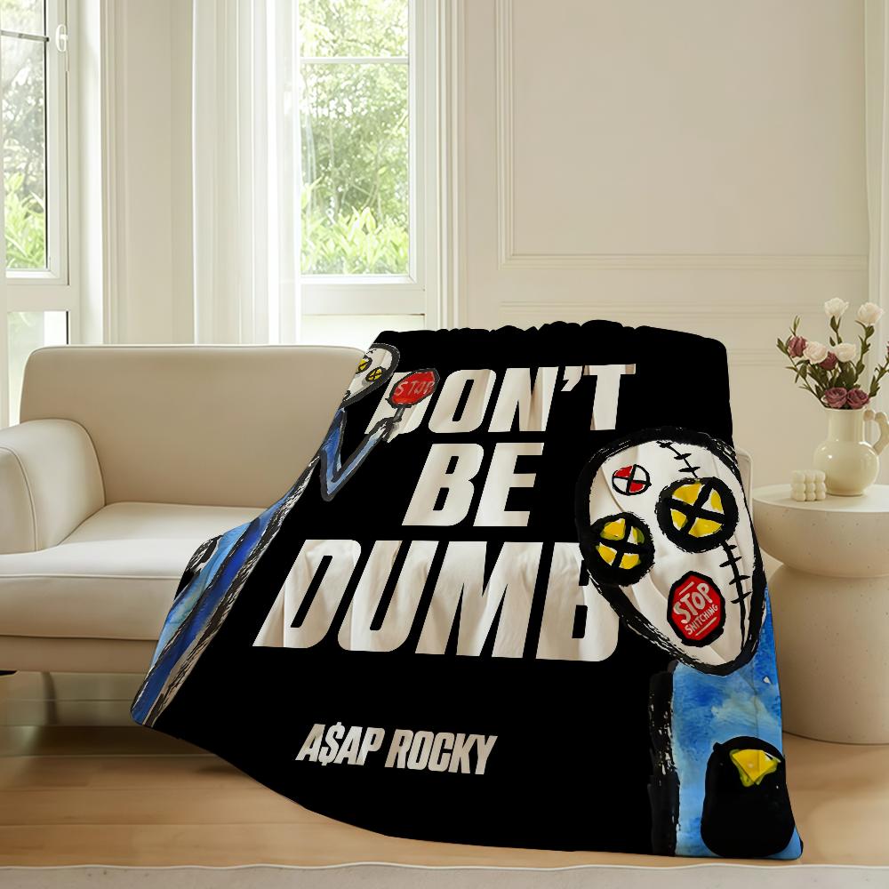 Rapper A-Asap-Rocky Don't Be Dumb Blanket Warm Soft Suitable For Bedroom Sofa Bed Living Room Office Travel Camping Gifts