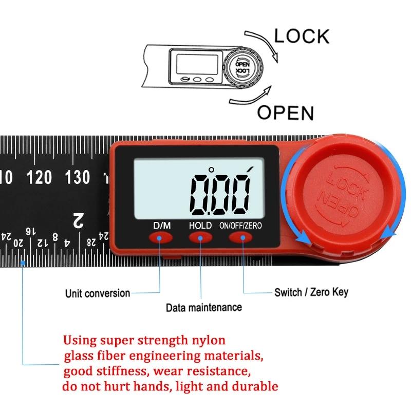 200mm 2 In 1 Digital Angle Ruler Instrument Inclinometer Goniometer Protractor