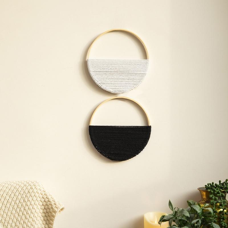 2pcs Bohemian Style Wall-mounted Decorative Frame Hand-woven Hanging Piece Suitable for Decoration In Living Rooms and Bedrooms
