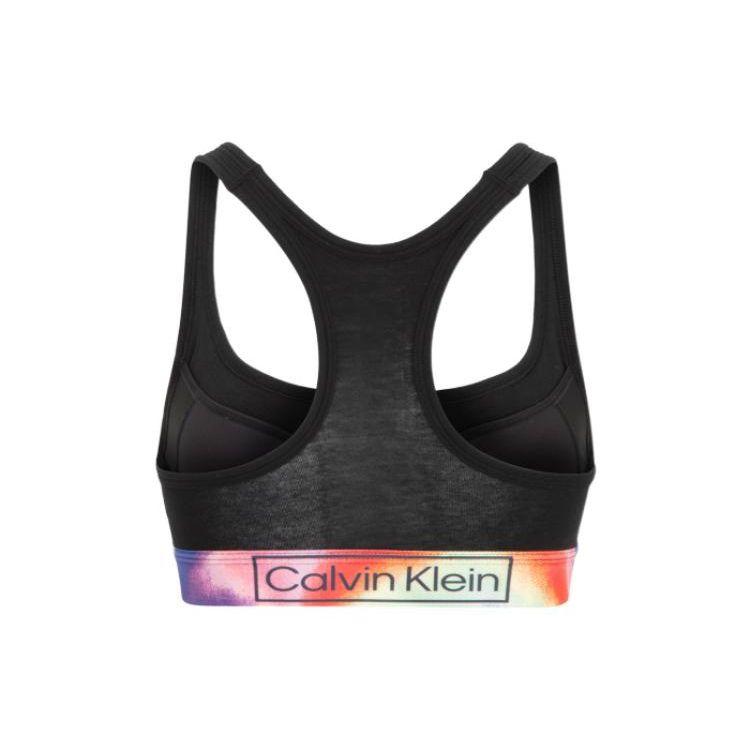 Calvin Klein Rainbow Retro Gravity Strap Gradient Print Bralette Women Underwear Black QF6825-250