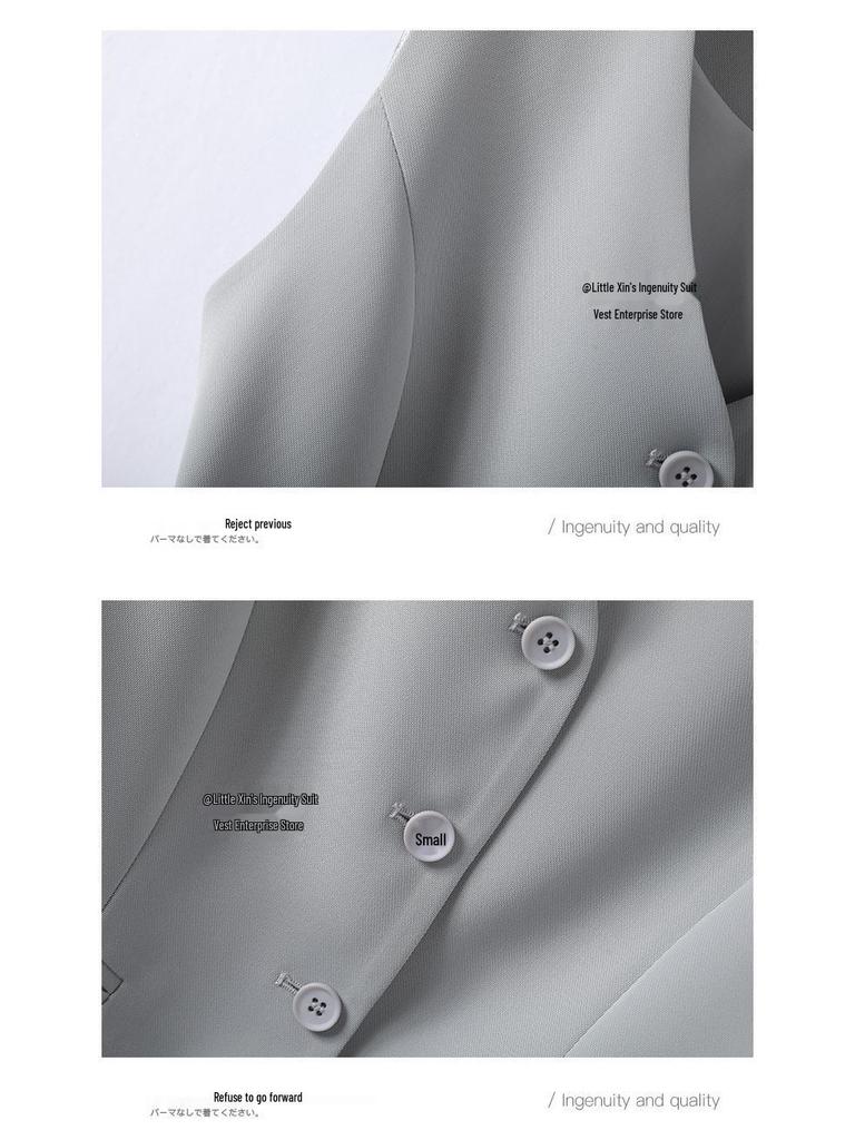 Gray Women's Petite Sleeveless Suit Vest - New Outerwear Top