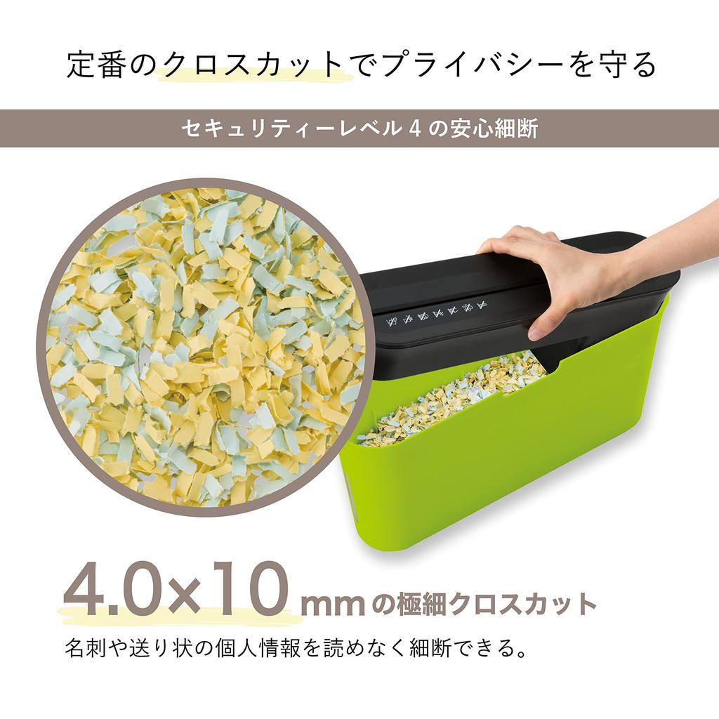 Asuka Cross-Cut Shredder, Slim Desktop Design, 10-Minute Continuous Shredding Time, Shreds Up To 3 Sheets, B03G, Green