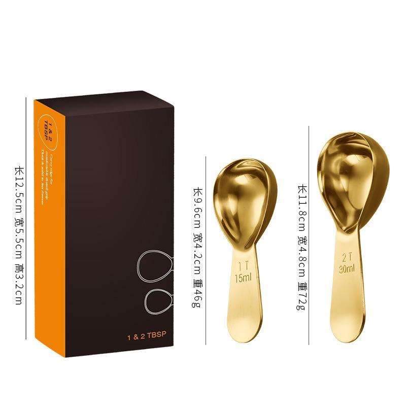 Kaffeelöffel aus Edelstahl Kaffeemesslöffel für gemahlene 15ml/30ml Bohnen Tee Zucker Feine Heim-Barista-Accessoires