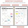 2026 Planner, Weekly and Monthly Planner for Women, Jan 2026 - Dec 2026 Pretty 2026 Calendar Planner with Monthly Tabs, Inner Pocket, Spiral Binding,