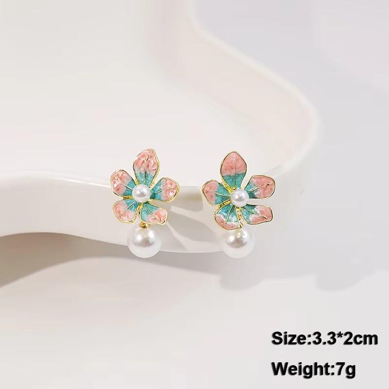 Green Hanging Earrinsg for Women Luxury Crystal Wedding Jewelry Imitation Pearl Drop Earrings new trend boucle oreille