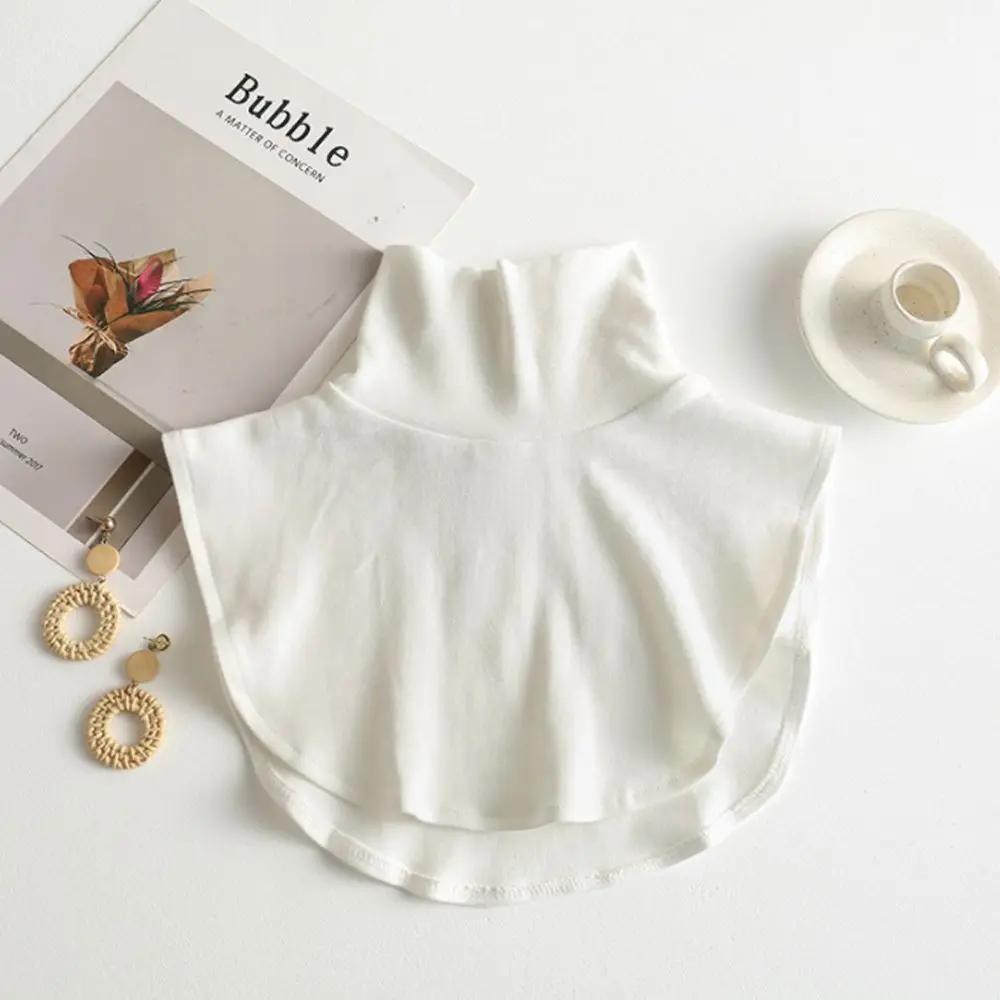 Fashion Women Turtleneck Knitted Detachable Fake Collar Autumn Winter Warm Windproof Scarf Ribbed Solid Color Wrap