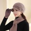 Women's winter velvet thickened cold and warm knitted wool hat middle-aged and elderly rabbit hair mother hat scarf gloves
