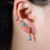 Vintage Blue Turquoise Water Drop Hoop Earring Set For Women Geometric Stainless Steel Flower Piercing Earring Christmas Jewelry