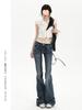Women's Spring 2025 Low-Waisted Micro-Flare Jeans - Slimming Flared Horseshoe Floor-Length Pants