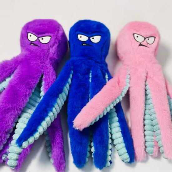 Dog Plush Octopus Toy Interactive Chew Toy Bite Resistant Sound Puppy Squeaky Octopus Rattle Pet Supplies