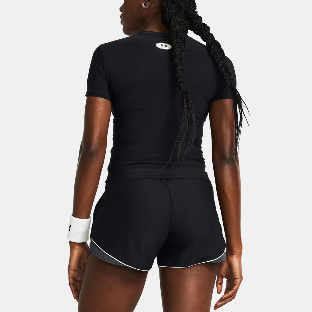 Under Armour HeatGear® OG Logo Print Crew Neck Slim Fit Short Sleeve T-Shirt Women Tops Black 1387562-001