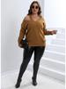 Women's Plus Size Off-the-Shoulder Knit V-Neck Sweater - Autumn & Winter Collection