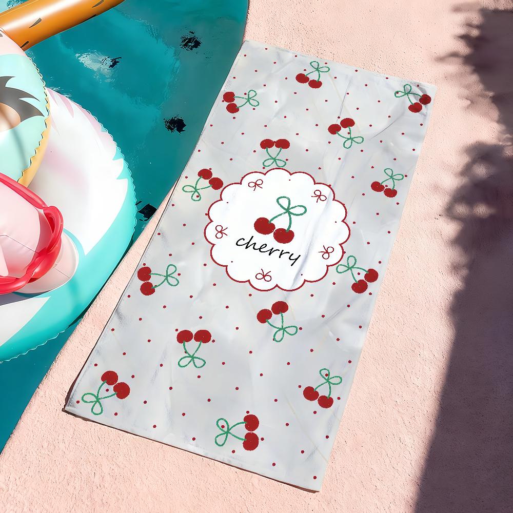 Red Cherry Love Romance Towel Soft Pool Gift For Travel Gym Shower Camping Quick Dry Sports Large Beach Towels