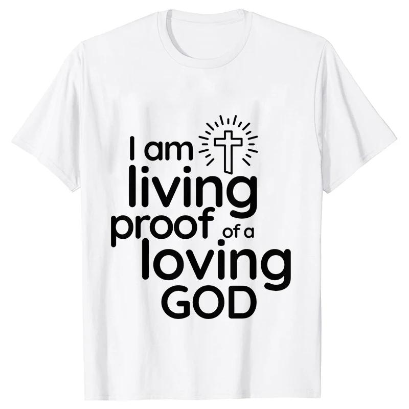 Unisex Summer Live Proof of A Loving God Print Y2k Tshirt Unisex Religious Christian Cross Jesus Short Sleeved Tees Loose Tops