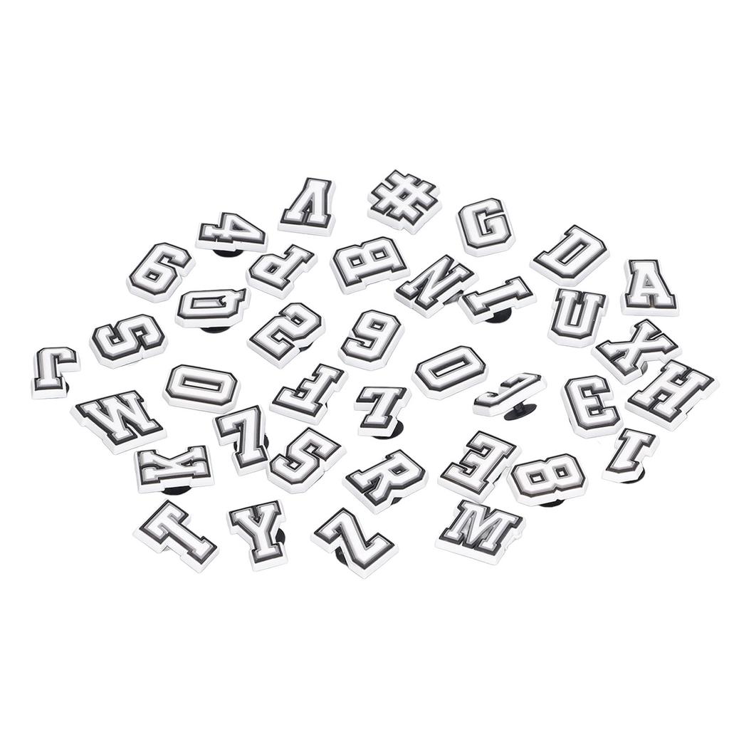 37 Pezzi Ciondolo per Scarpe Lettera Motivo Numeri PVC Adorabile Decorazione Accessorio Ciondolo per Scarpe Bianco