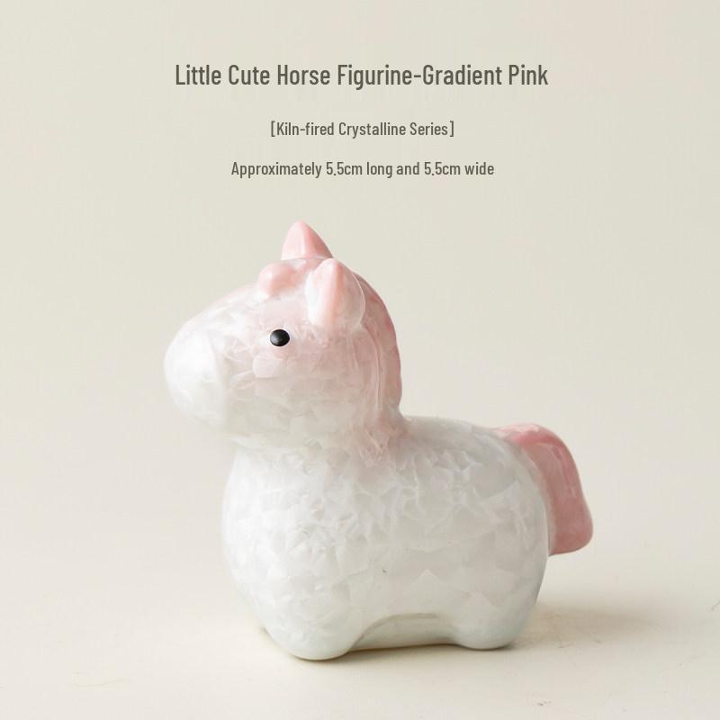 Crystalline Glazed Ceramic Horse Spinner Toy Ornament for Desktop and Car Decoration