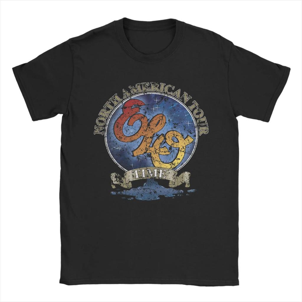 ELO Electric Light Orchestra Time Tour T Shirt Men's Cotton Novelty T-Shirt O Neck Band Rock Tee Short Sleeve Clothes Classic