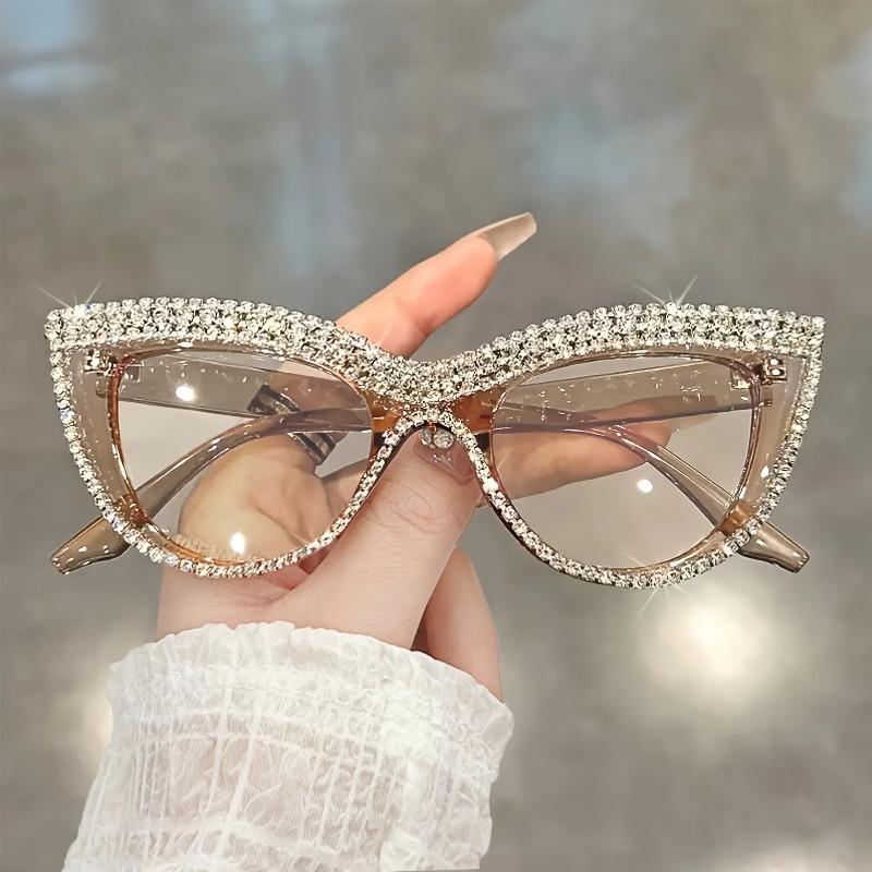 Luxury Rhinestone Cat Eye Reading Glasses for Women Elegant Sparkly Crystal Presbyopic Eyeglasses Retro Computer Readers