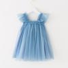 Children's New Children's Dress Three-dimensional Flower Flying Sleeve Dress Flower Child Mesh Shaggy Dress Girls Slip Dress