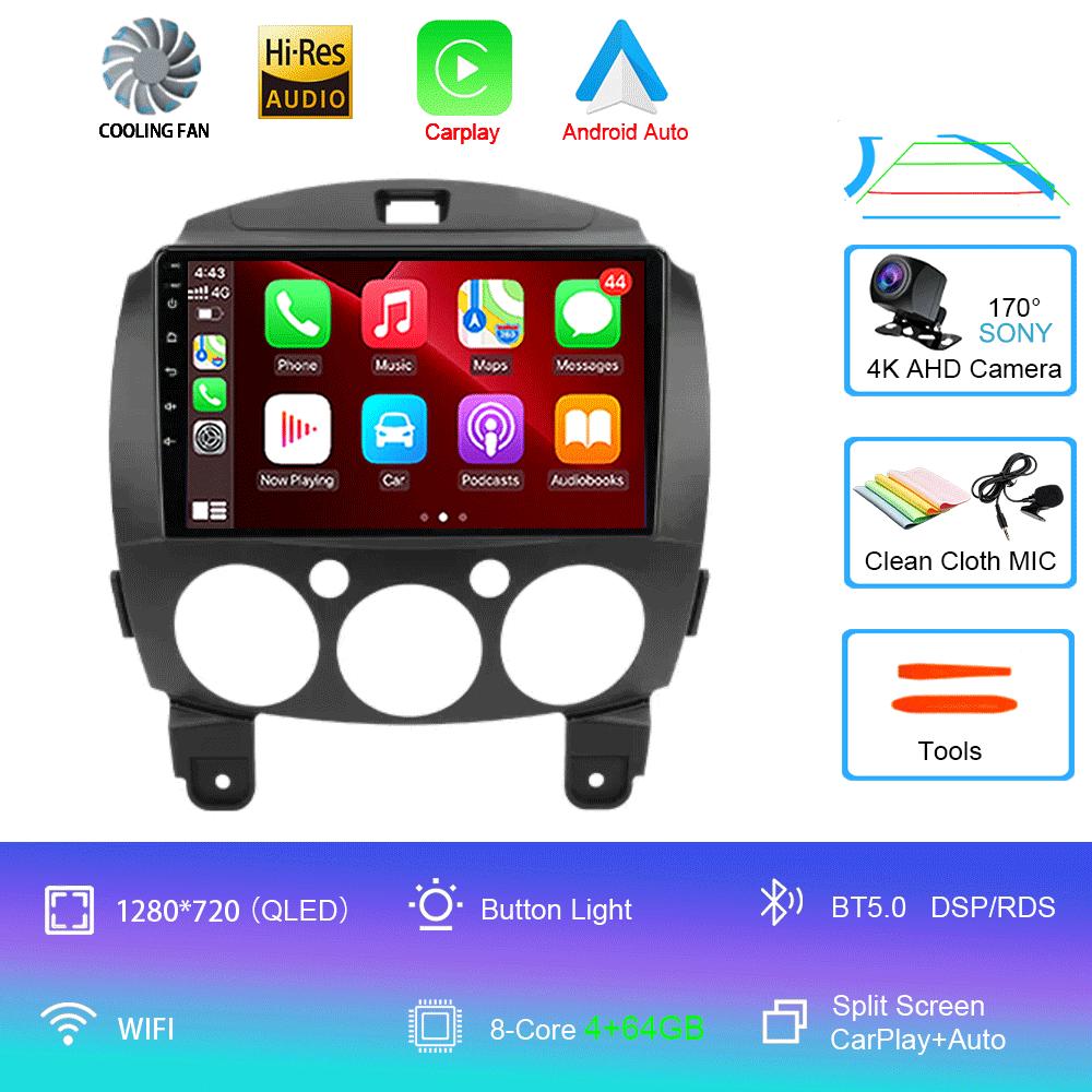 Android 14 Car Radio Multimedia Player For MAZDA 2 Mazda2 2007 2008 2009 2010 2011 2012 2013 2014 GPS Navi 2 Din Autoradio QLED