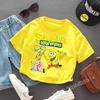 SpongeBob SquarePants Birthday Number T Shirt Boy Patrick Star Yellow Clothes Child Short Sleeve Tops Cotton Tees Kid Party Gift