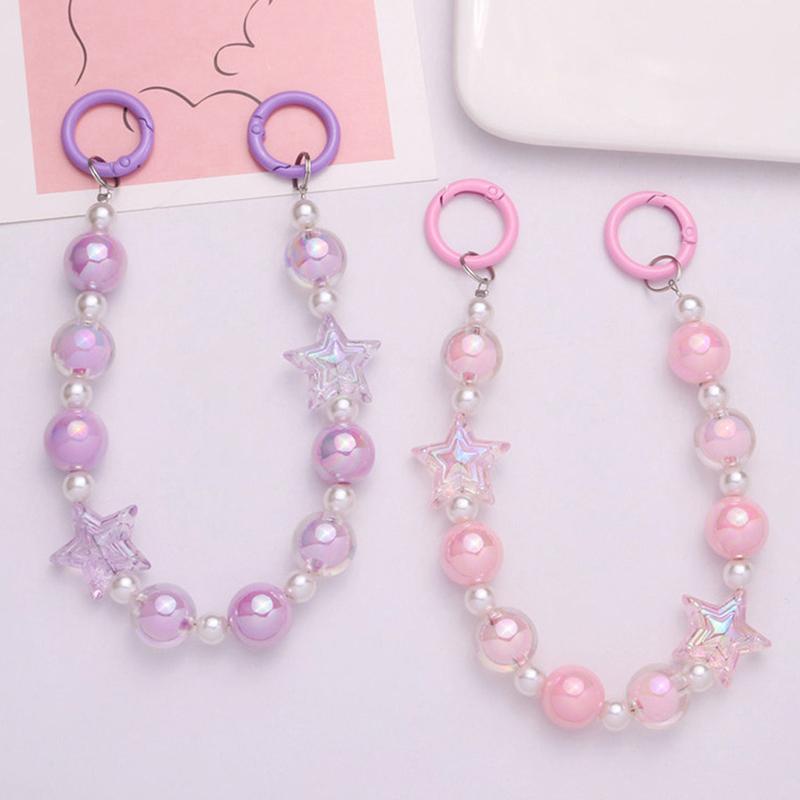 Creative Colorful Beaded Phone Chains Earphone Bag Pendant Ornaments Jewelry Toy