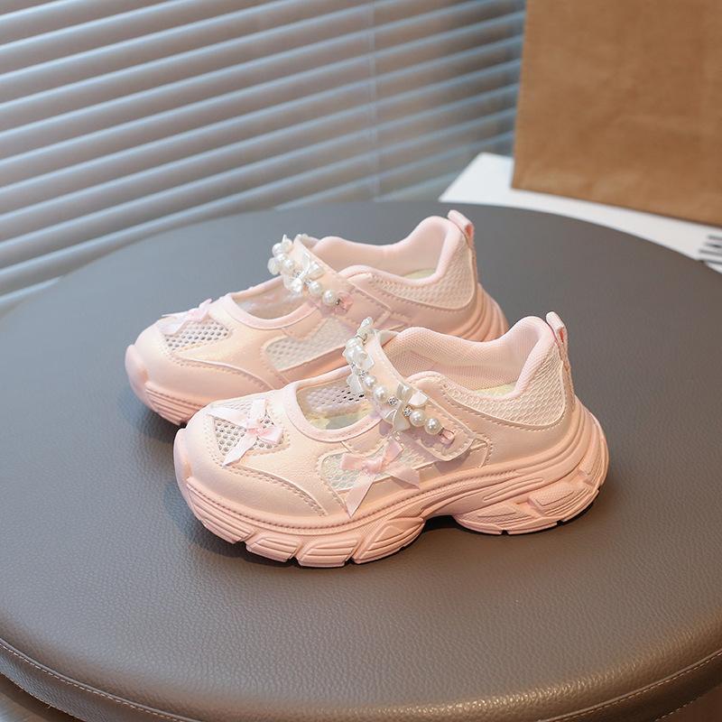 2026New summer dad shoes for children, girls' sandals, soft-soled white shoes, girls' shoes, children's mesh single shoes