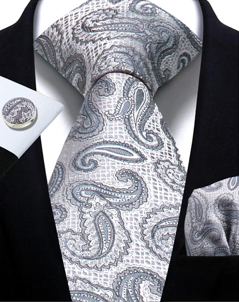 Mens Tie Paisley Jacquard Woven 8Cm Formal Business Wedding Necktie Pocket Square Set Suit Cravat High Quality Handmade Gravata