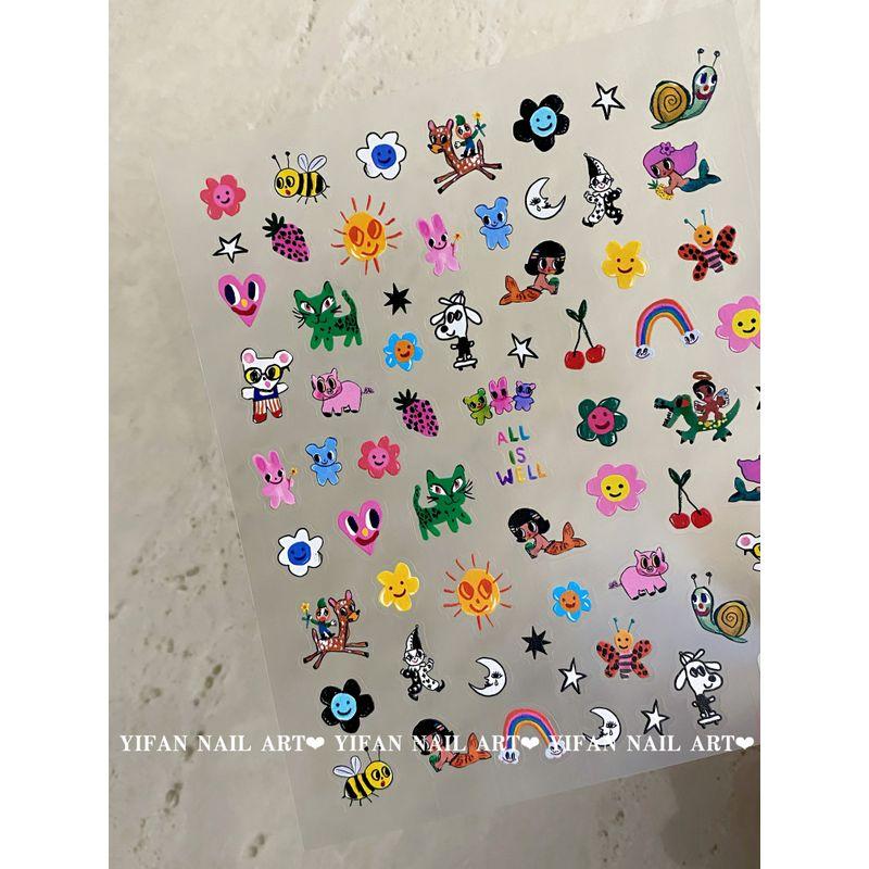 

Yifannail [Crazy Graffiti] Summer Black Skin Mermaid Cute Graffiti Nail Sticker J240 J240-1. [Thin and tough Crazy Graffiti. 1]]