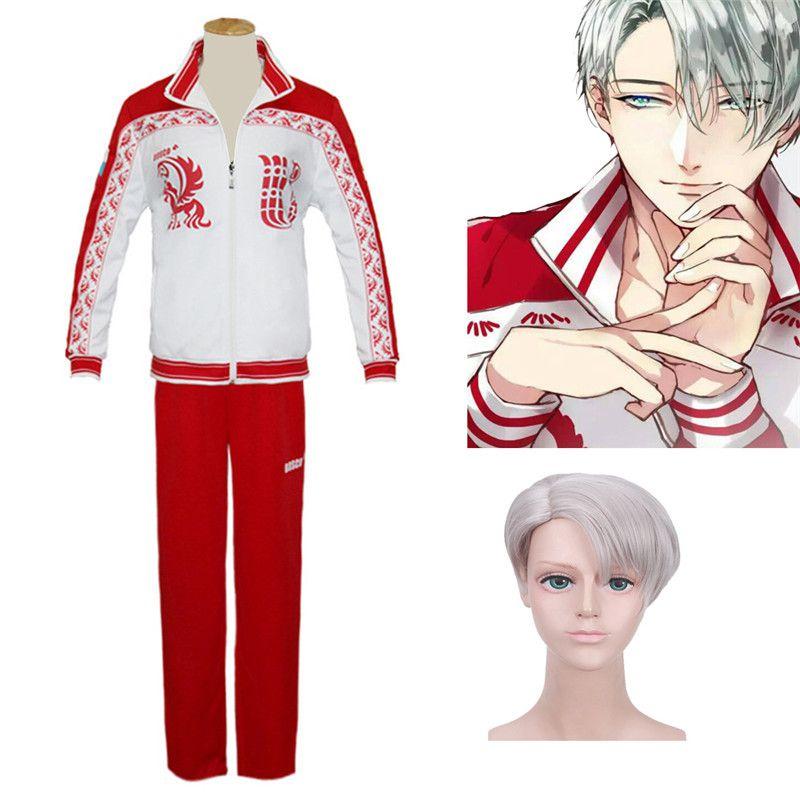 On Yuri Ice Viktor Victor Nikiforov Cosplay Sport Jersey Jacket Wig Pants