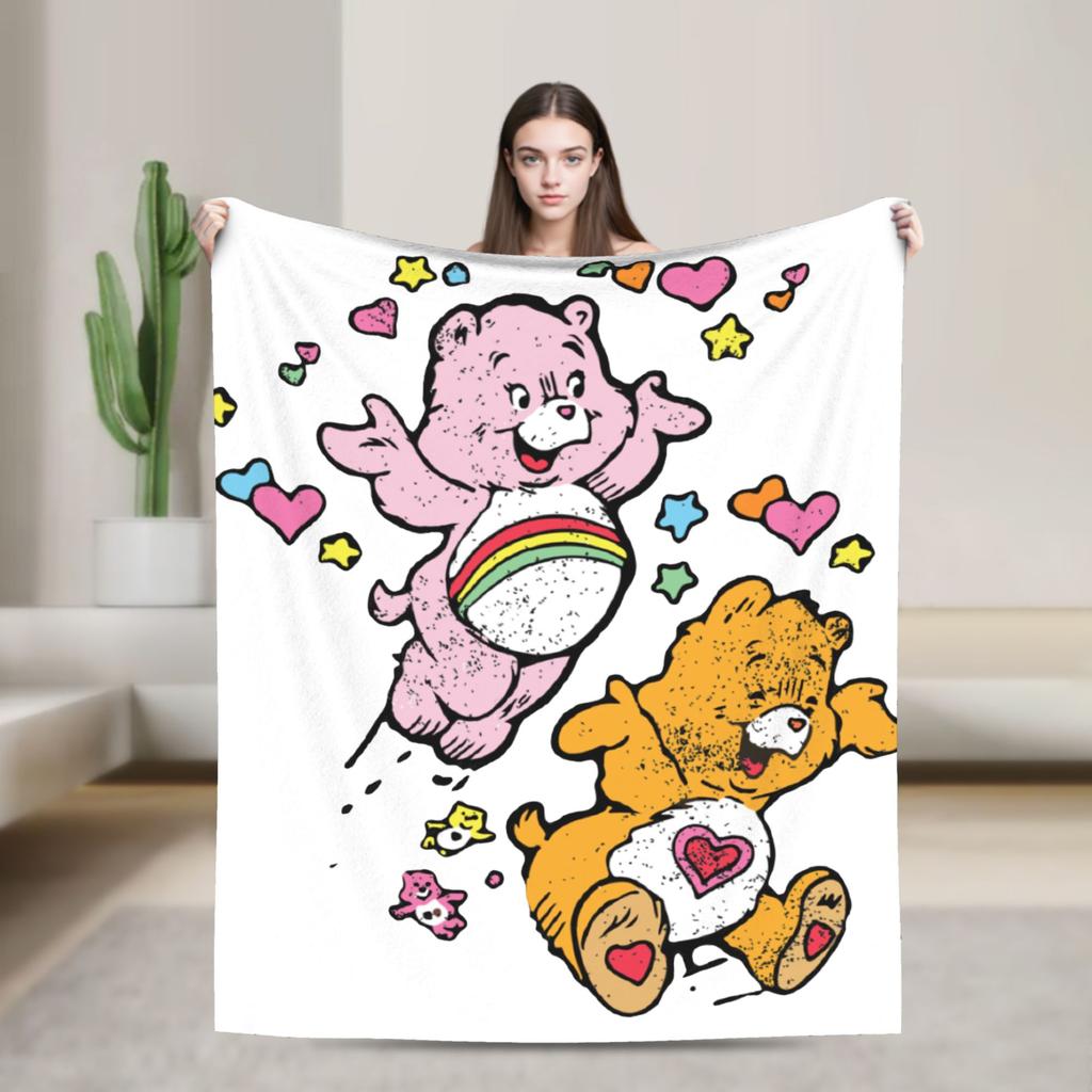 Pile Collage Of Care Bears And Cousins Blanket Flannel  Soft Throw Blankets for Outdoor Travel Bedspread