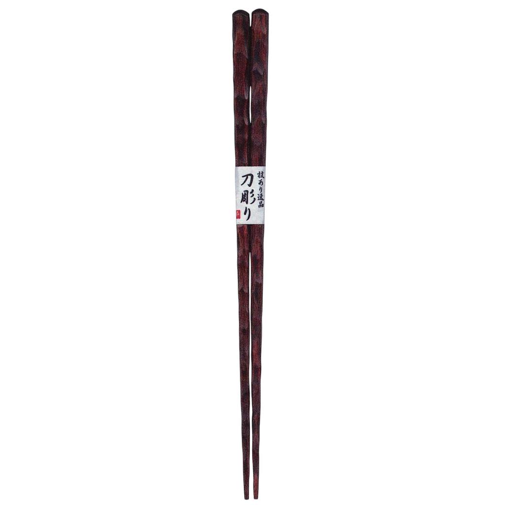Tanaka Hashiten Laminated Sword Vermilion 23cm Chopsticks, Chopsticks, Carved, Surface, No. 602288, Vermilion,
