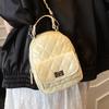 Fashion texture portable small backpack diamond chain high sense versatile daily backpack