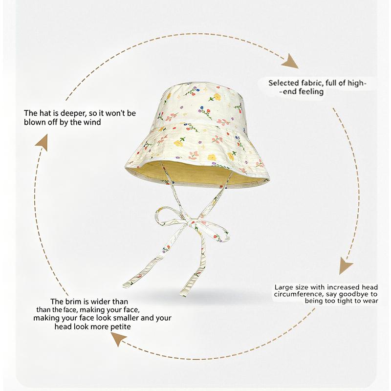 Pastoral Style Sweet Floral Bucket Hat Travel Vocation Women Summer Double-Sided Sun Hat