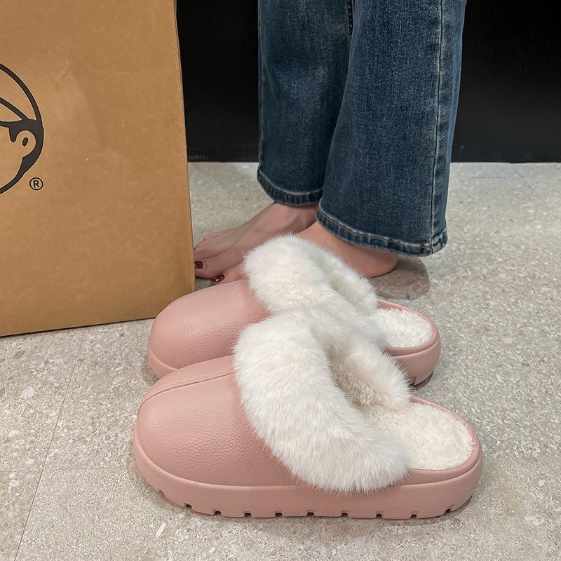 

Женские и мужские водонепроницаемые теплые хлопковые тапочки для дома с вельветовой подкладкой - Нескользящие, бесшумные, утолщенные для осени и зимы 38/39 розовый