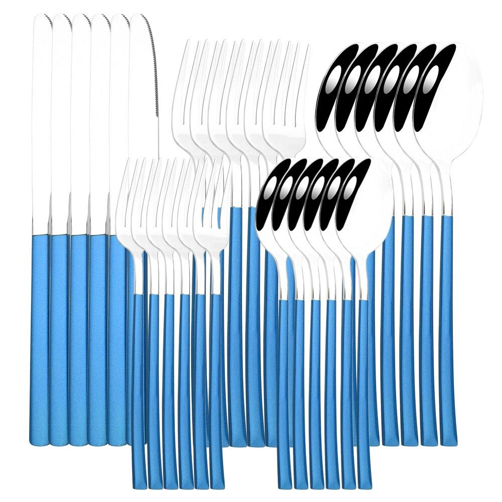 30pcs Black Gold Western Dinnerware Set Stainless Steel Cutlery Set Knife Dessert Fork Spoon Tableware Set Flatware Silverware