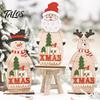 Unique Christmas Gift for Family Nordic Style Wooden Ornaments, Cute Santa Claus/Snowman/Reindeer Window Display Props Figurine Holiday Home