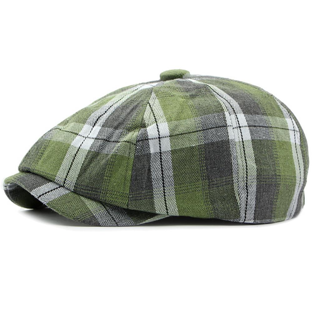 HT4637 Berets for Men Women Vintage Artist Painter Plaid Beret Hat Male Female Adjustable Ivy Flat Cap Spring Summer Beret Caps