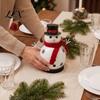 Decorative Christmas Gifts Snowman Candle Holder, Metal Candlestick Ornament with Top Seasonal Holiday Display Hat And Scarf for Table Centerpiece
