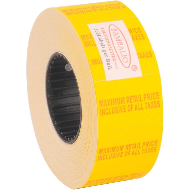 

Bambalio Price Label Roll 10 Rolls X 600 Labels Compatible With All Single Line Labeling Machines Yellow Mrp 2212