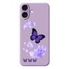 For iPhone 17 Case Purple Butterfly Pattern Printing Straight Edge TPU Phone Back Cover