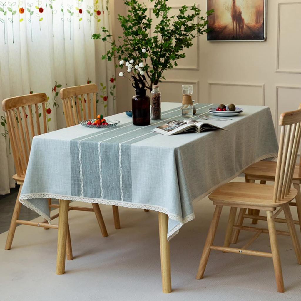 Lace Lace Tablecloth Jacquard Striped Nordic Ins Tablecloth Cotton And Linen Small Fresh Striped Table Cloth