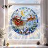 Festival Atmosphere Glass Cling Christmas Santa Sleigh Suncatcher Window Cling, Stained Style Static Sun Catcher Decal Sticker, Rainbow Film